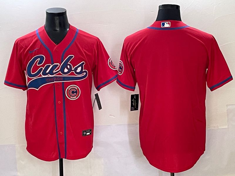 Men 2025 Chicago Cubs Blank Red Joint Name Nike MLB Jersey style 5->chicago cubs->MLB Jersey